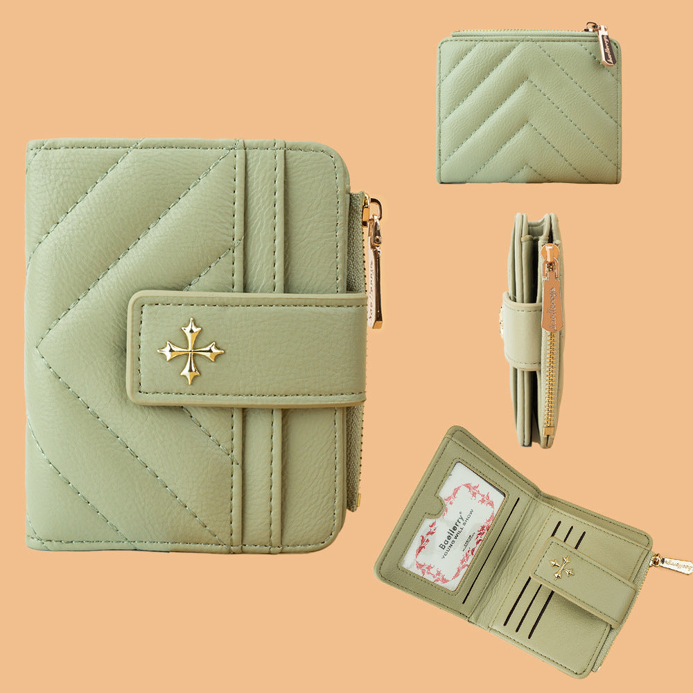 Women's Short Cruciate Flower Simple Hasp Zipper Ladies Wallets