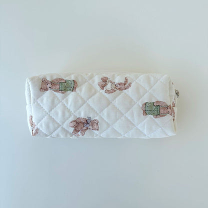 Brush Cotton Embroidery Quilted Large Capacity Pencil Bags