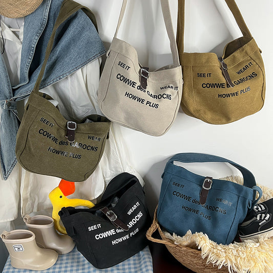 Sacs à bandoulière pour enfants en toile avec lettres imprimées style tempérament pour garçons