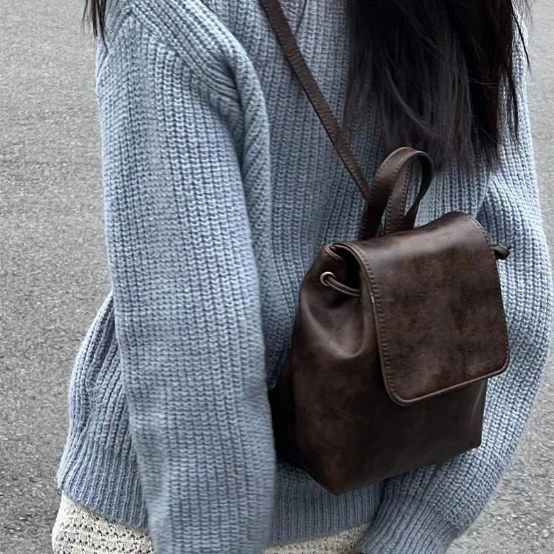 Women's Spring Retro Textured Brown About Fashion Backpacks