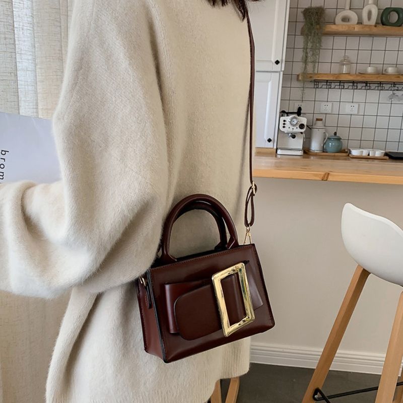 Sacs à bandoulière rétro petits carrés pour femmes, mode coréenne, couleur d'automne texturée