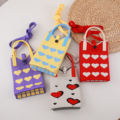 Love Korean Style Versatile Knitted Small Phone Bags