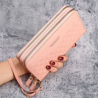 Women's Double Layer Zipper Large Capacity Mobile Ladies Wallets