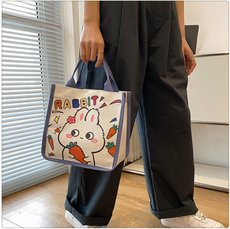 Bunny Printed Canvas Cartoon Young Tuition Handbags