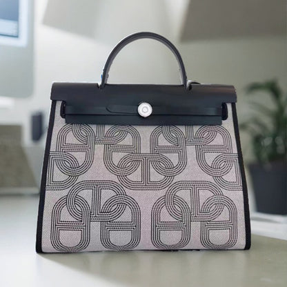 Sacs fourre-tout portables avancés en cuir et toile Kelly pour femmes