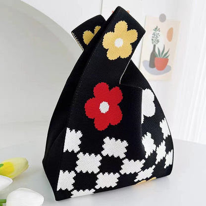 Women's Cartoon Panda Knitted Versatile Wrist Single Bags