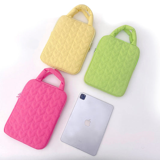 Sacs pour ordinateur portable en forme de cœur souples avec doublure portable brodée simple