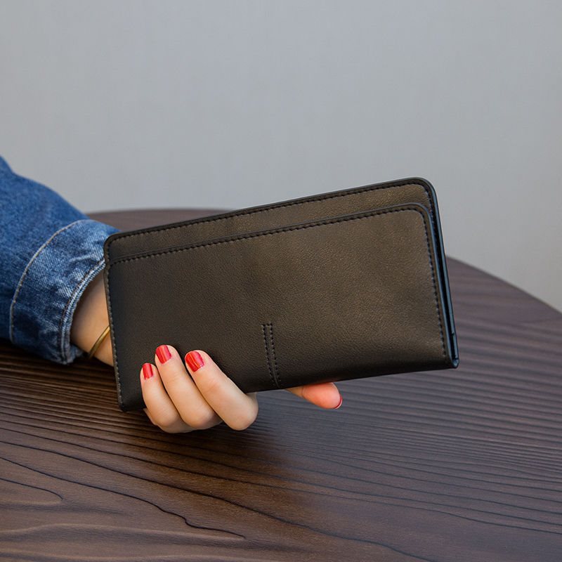 Women's Simple Long Elegant Position Soft Leather Ladies Wallets