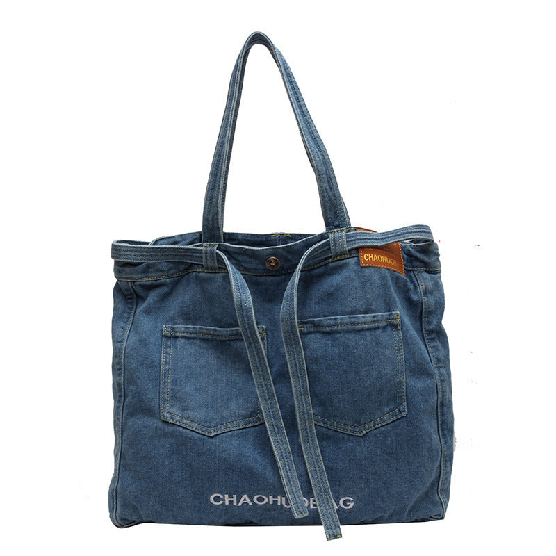 Style Simple Jean Female Letter Printed Canvas Daily Commuter Handbags