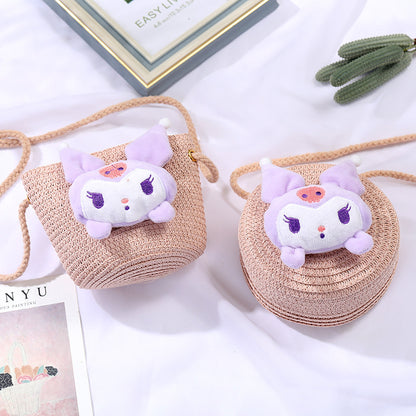 Children's Small Cartoon Doll Cute Straw Woven Children's Coin Purse