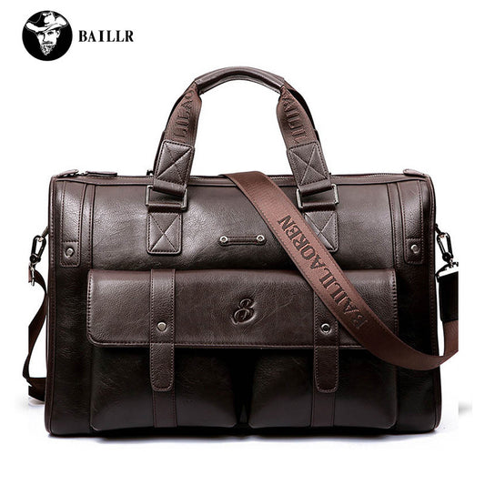 Men's High-grade British Retro Leather Computer Business Bags