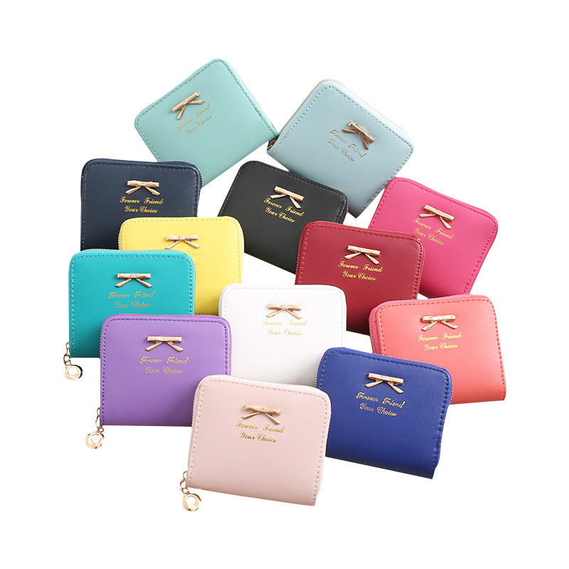 Korean Style Fashion Bow Mini Zipper Ladies Wallets