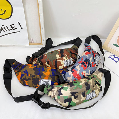 Sacs à bandoulière pour enfants avec poches de camouflage de style enfantin avec lettres pour garçons