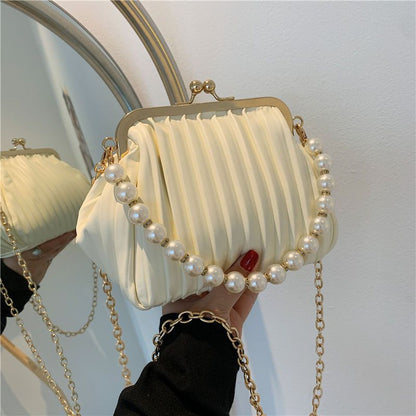 Women's Summer Pearl Fashion Chain Clip Cross Crossbody Bags