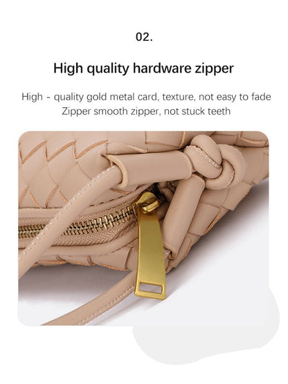 Women's Woven Knotted Zipper Large Capacity Crossbody Bags