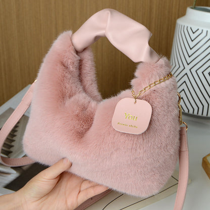 Women's Plush Portable Fur High-grade Rabbit Crossbody Bags