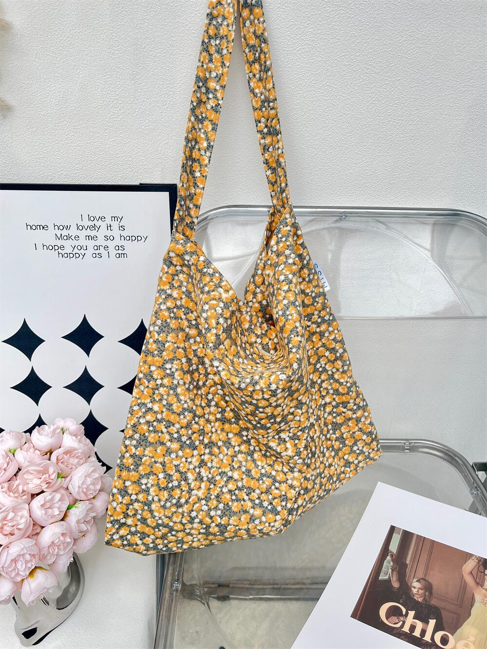 Leopard Print Floral Canvas Female White Shoulder Bags