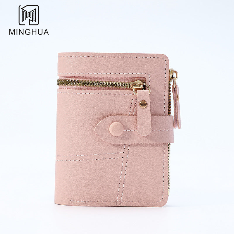 Women's Button Solid Color Thin Short Purses