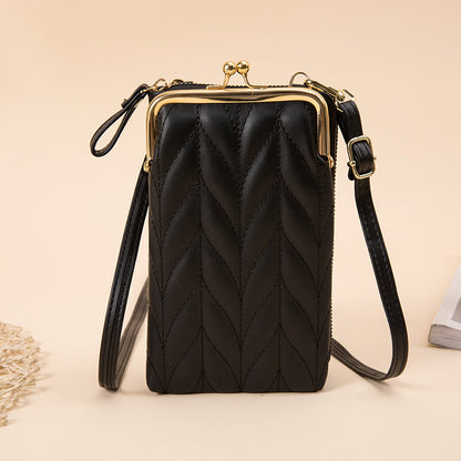 Women's Stylish Versatile Zipper Solid Color Simple Phone Bags