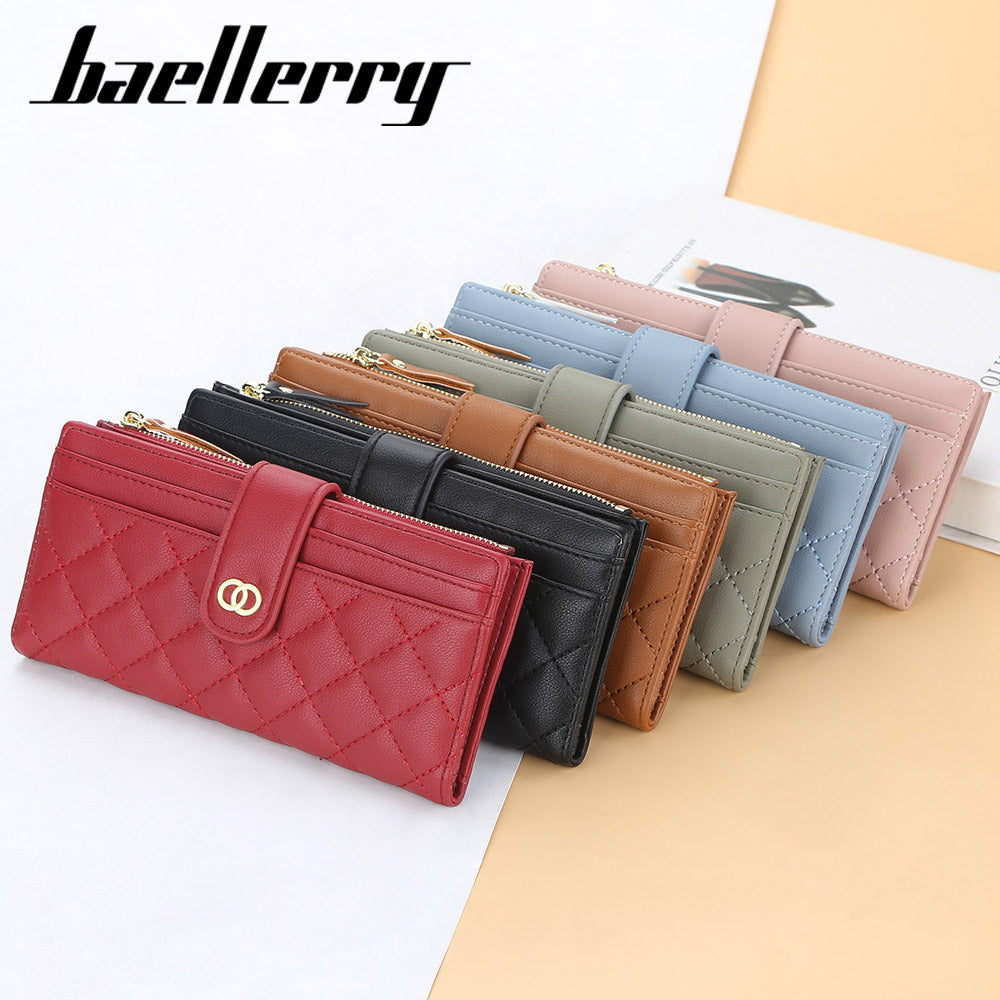 Women's Rhombus Multiple Slots Long Mobile Stylish Ladies Wallets