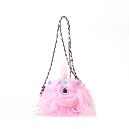 Cute Long Hair Monster Creative Braid Crossbody Bags