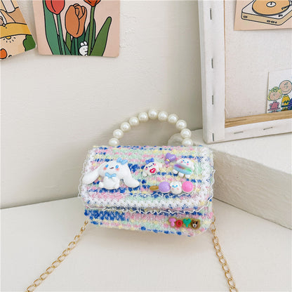 Children's Cartoon Fashion Pearl Tote Simple Chain Children's Shoulder Bags