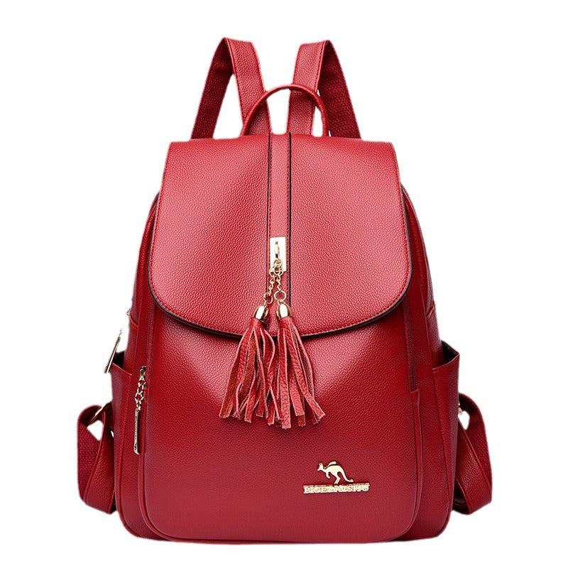 Women's Tactile Feel Fashion Tassel Large Capacity Backpacks