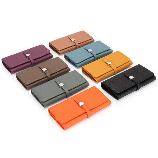 Women's Genuine Leather Folding Large Capacity Soft Ladies Wallets