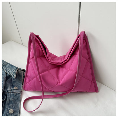 Cloth Solid Color Diamond Fashion Large Shoulder Bags