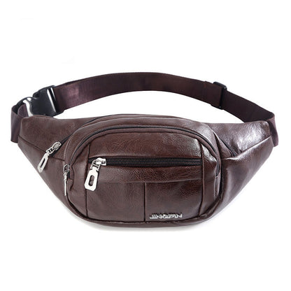 Men's Cross Body Soft Leather Stitching Trend Men's Waist Packs