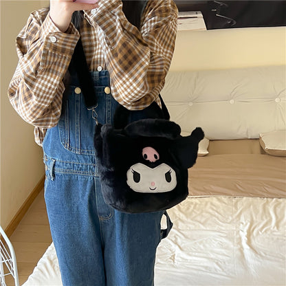 Cute Pink Bunny Furry Cartoon Korean Crossbody Bags