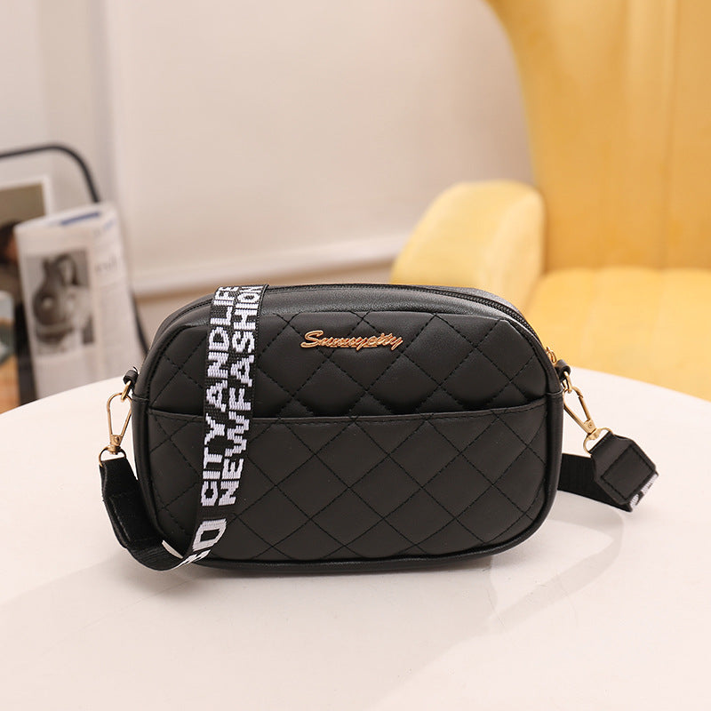 Women's Fashion Rhombus Embroidered Strap Letter Printing Crossbody Bags