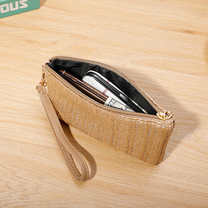 Women's Mobile Mid-length Straw Clutch Woven Bags