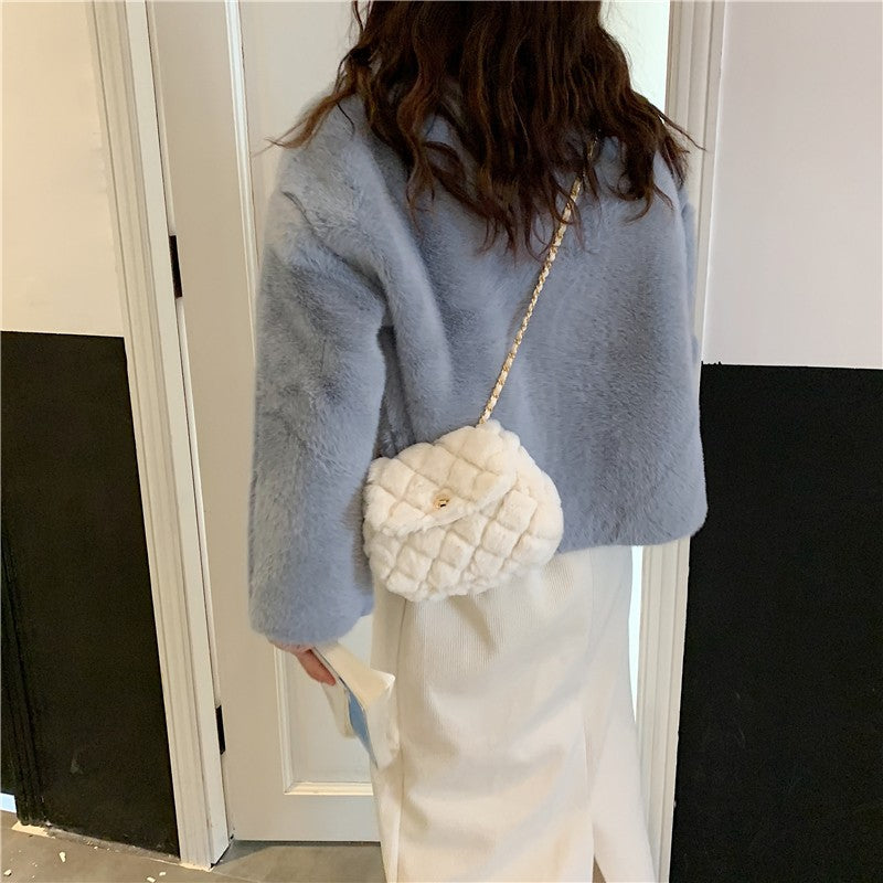 Cloud Lamb Furry Female Winter Korean Versatile Crossbody Bags