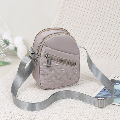 Women's Real Silk Cloth Embroidery Thread Mobile Crossbody Bags