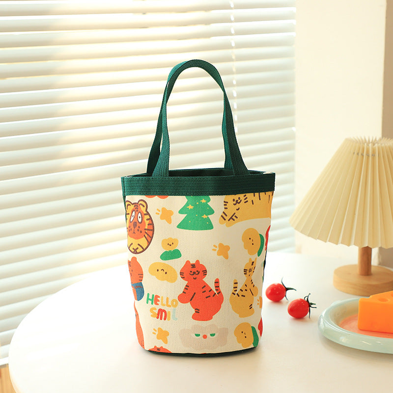 Large Capacity Cartoon Canvas Family Lunch Box Handbags