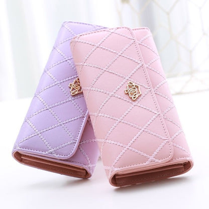 Women's Capacity Long Thin Fashion Mobile Rhombus Ladies Wallets