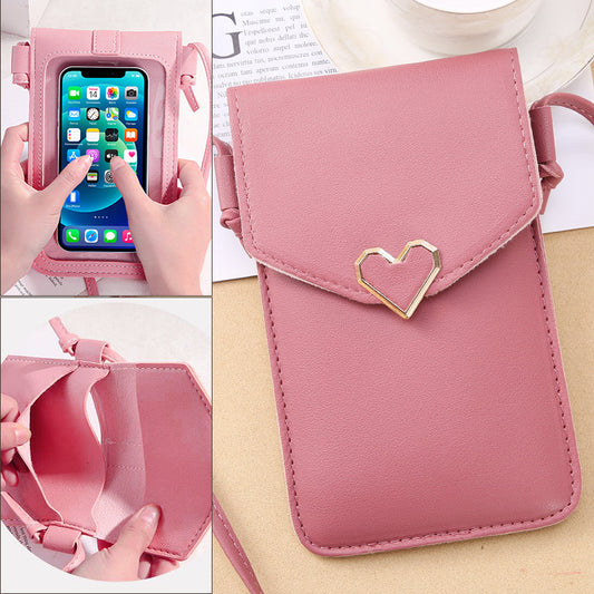 Fashion Transparent Touch Screen Mobile Female Retro Solid Phone Bags