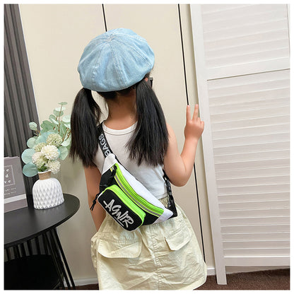 Children's Out Pockets Stitching Contrast Color Small Children's Waist Packs