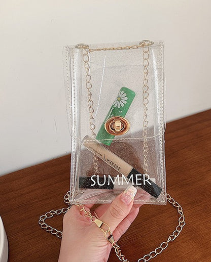 Printed Jelly Transparent Mobile Chain Beach Crossbody Bags