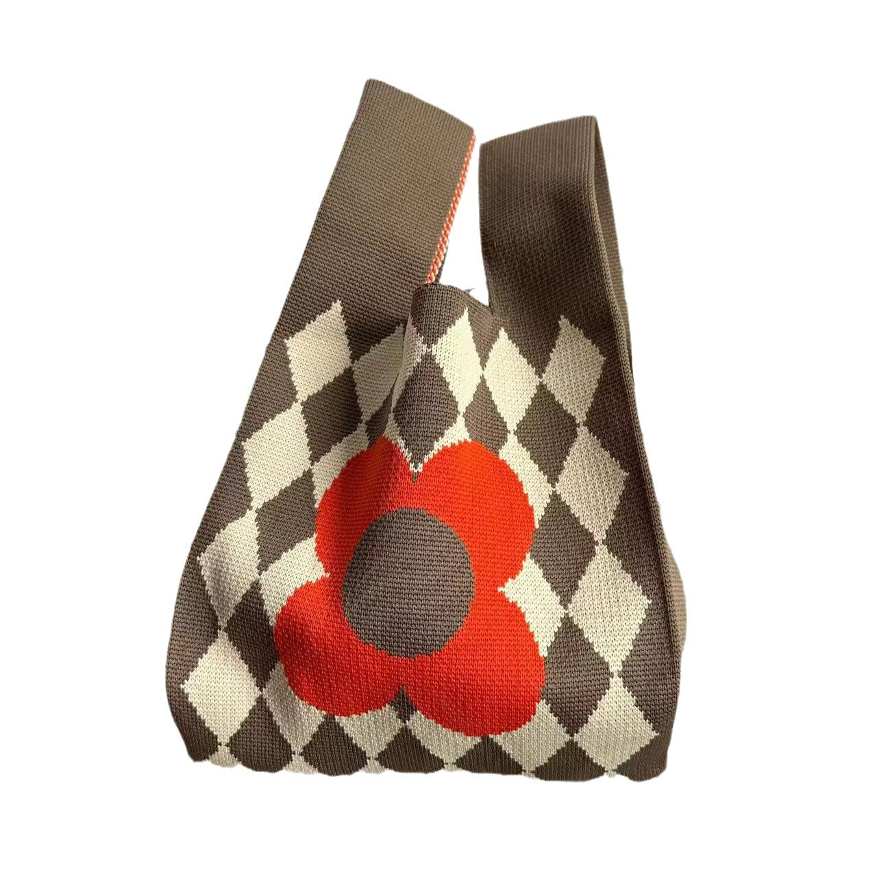 Women's Versatile Rhombus Flower Knitted Underarm Arm Bags