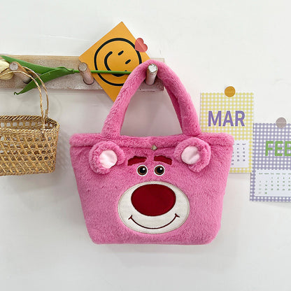 Children's Cute Cartoon Furry Portable Large Capacity Children's Shoulder Bags