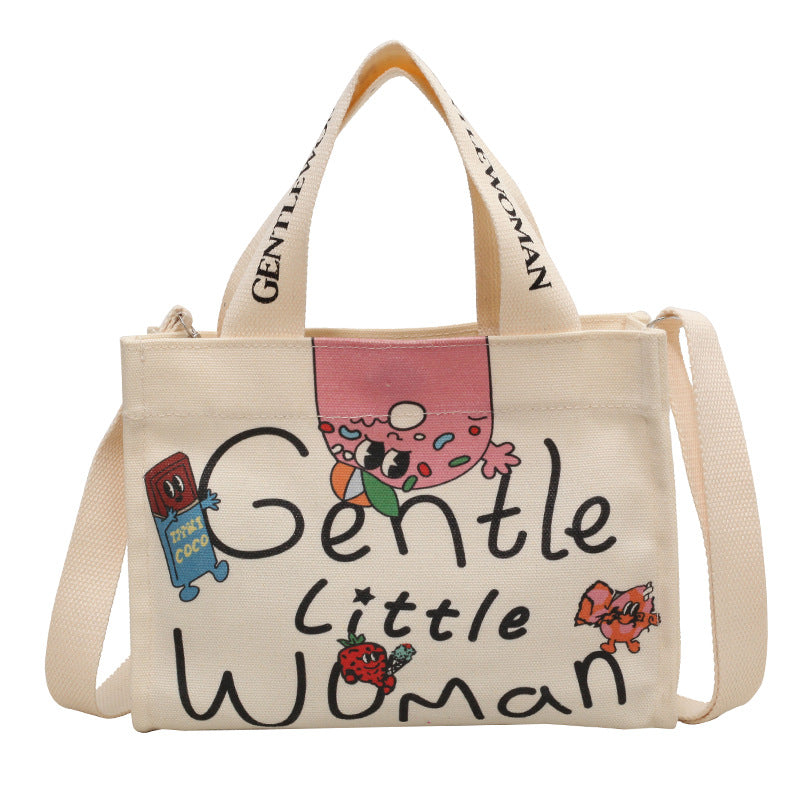 Women's Thailand Color Letter Canvas Texture Printed Crossbody Bags