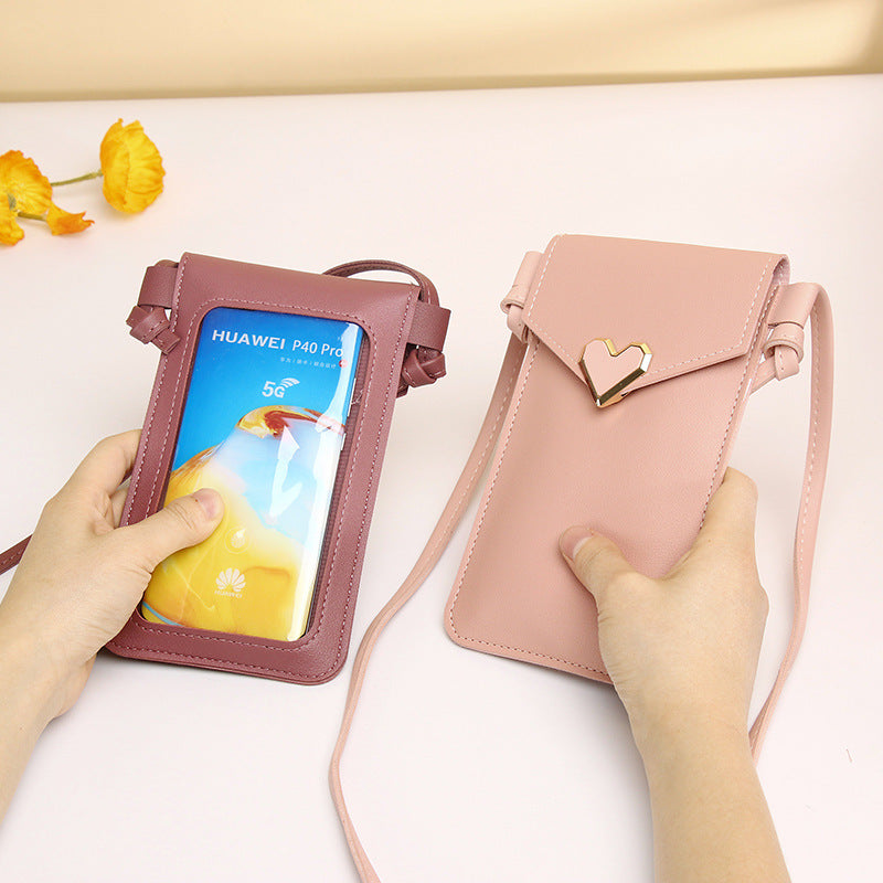 Women's Transparent Touch Screen Mobile Retro Solid Phone Bags