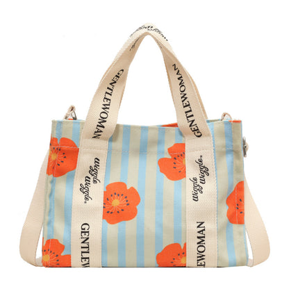 Letter Printed Canvas Large Capacity Tote Female Crossbody Bags