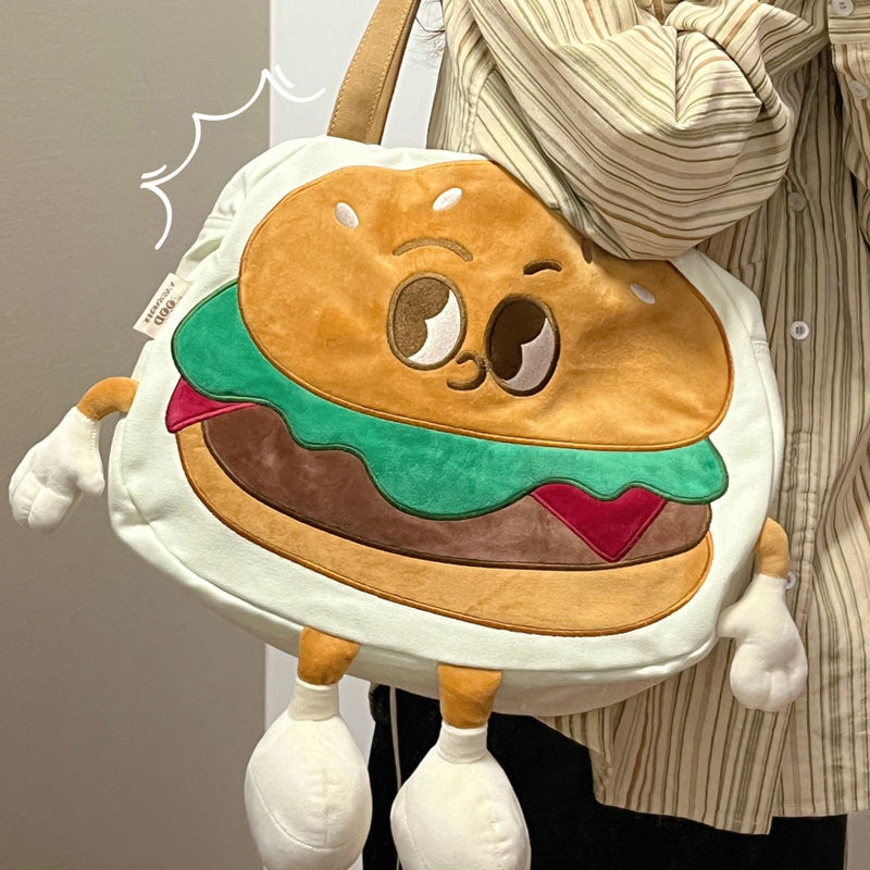 Sac à bandoulière en toile pour petite amie avec motif hamburger