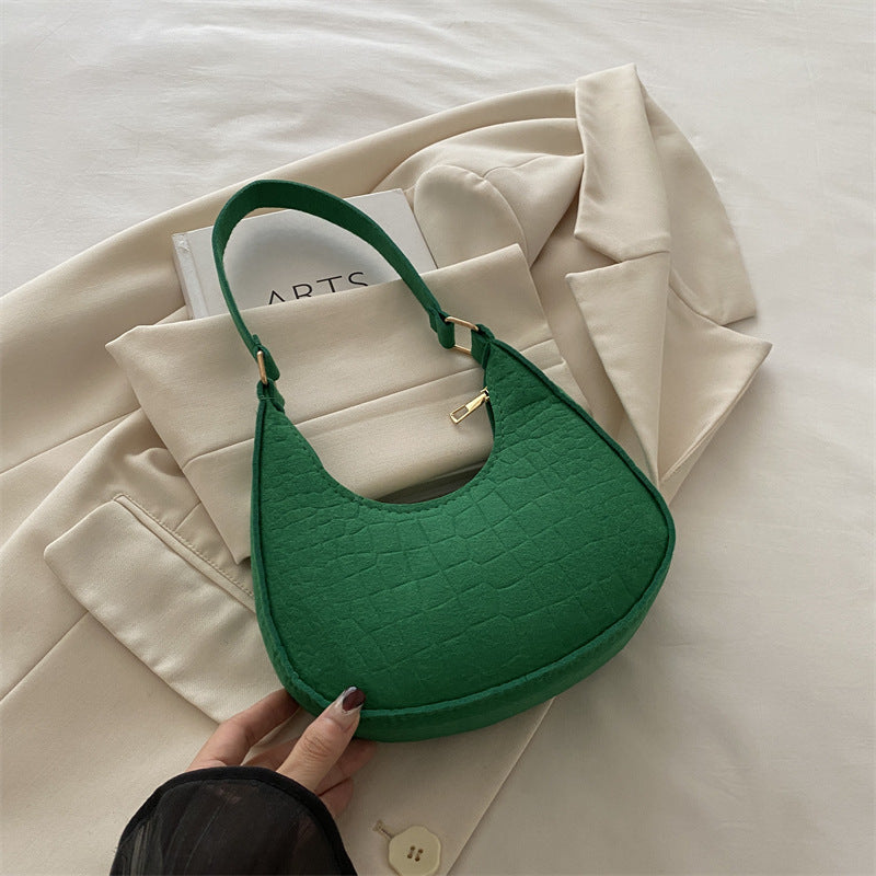 Women's Simple Texture Pouches Autumn Fashion Underarm Shoulder Bags