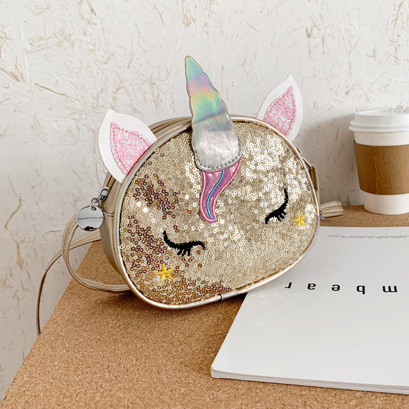 Children's Colorful Shiny Unicorn Cute Cartoon Stylish Children's Shoulder Bags