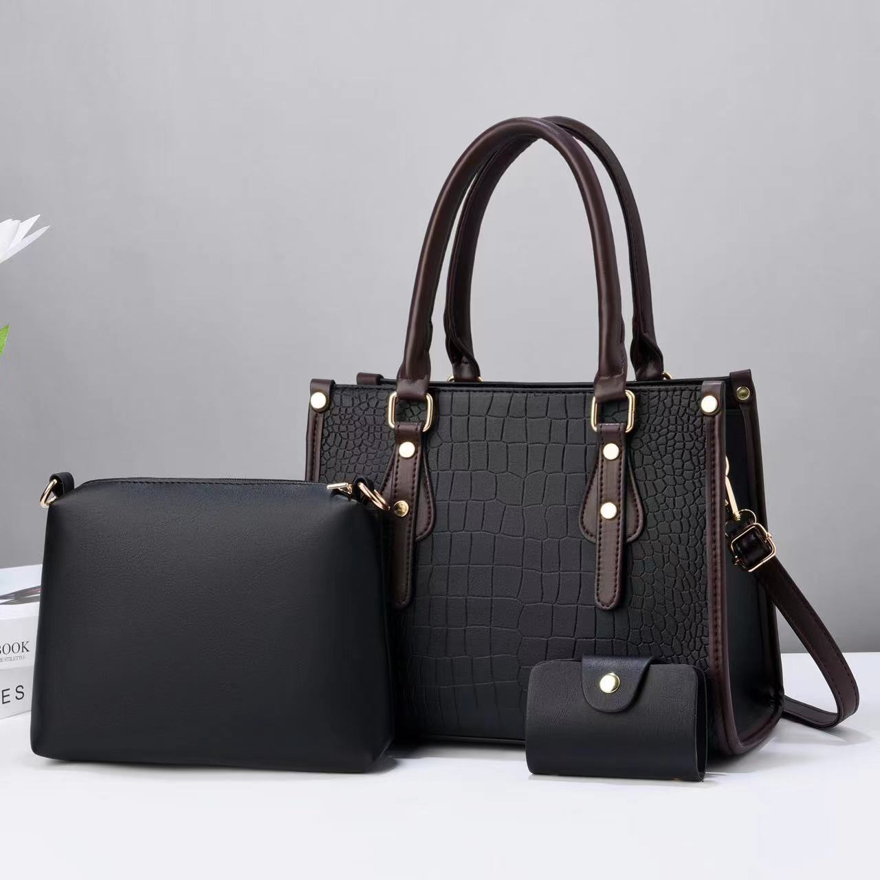 Women's Color Stone Pattern Texture Fashionable Three-piece Handbags