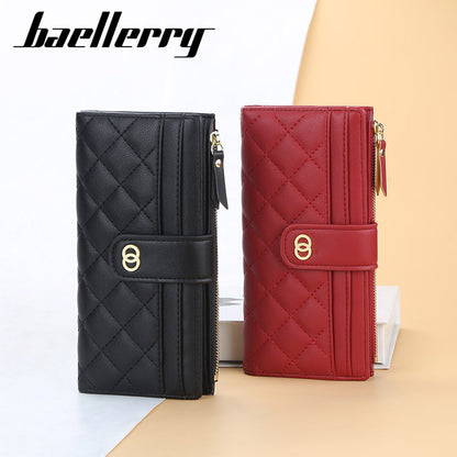 Women's Rhombus Multiple Slots Long Mobile Stylish Ladies Wallets